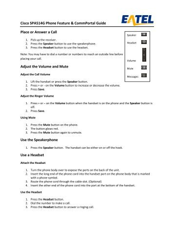 Cisco SPA514G Phone Feature & CommPortal Guide ... - EATEL.com