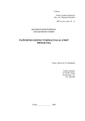 2006 metų tyrimų rezultatų analizės ataskaita - Aplinkos apsaugos ...