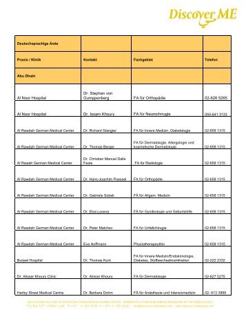Al Noor Hospital Dr. Stephan von Gumppenberg FA für Orthopädie ...