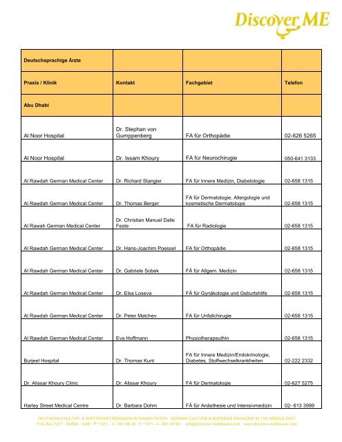 Al Noor Hospital Dr. Stephan von Gumppenberg FA für Orthopädie ...