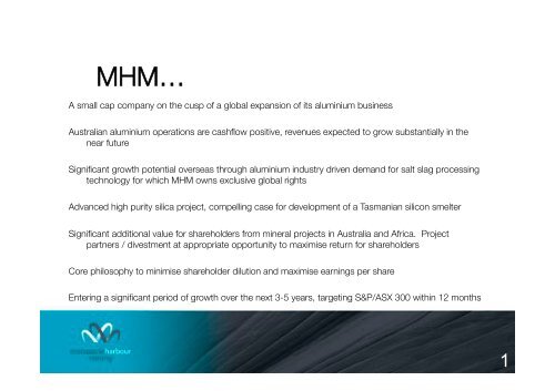 Investor Presentation Macquarie Harbour Mining ... - MHM Metals