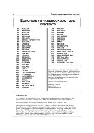 EUROPEAN FM HANDBOOK 2002 - 2003 CONTENTS - MonitoR