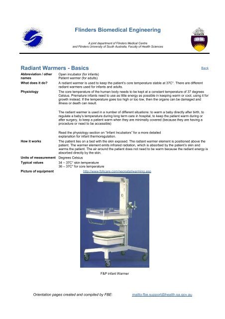 Flinders Biomedical Engineering Equipment Orientation