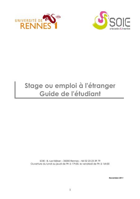 Guide 11 Etranger - Université de Rennes 1