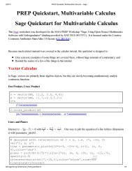 PREP Quickstart, Multivariable Calculus Sage Quickstart for ...