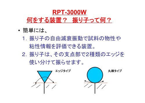 ③『剛体振り子型物性試験器：RPT-3000Wのご紹介と活用について』