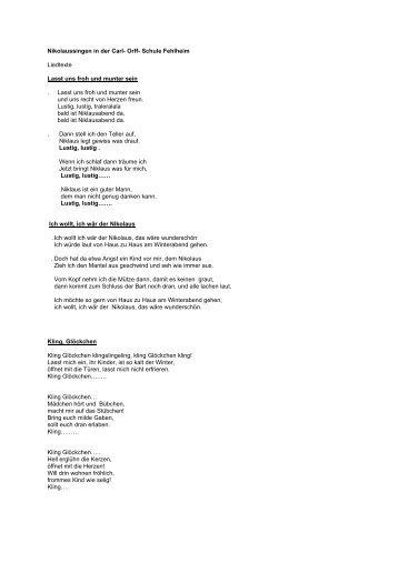 Orff- Schule Fehlheim Liedtexte Lasst uns froh und munter sein ...