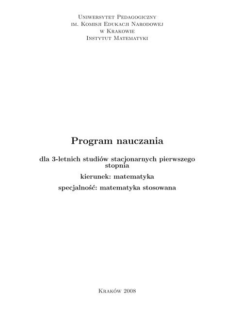 3-letnie studia pierwszego stopnia, specjalnoÅÄ - Uniwersytet ...