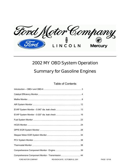 2002 MY OBD-II System Operation Summary - MotorCraftService.com