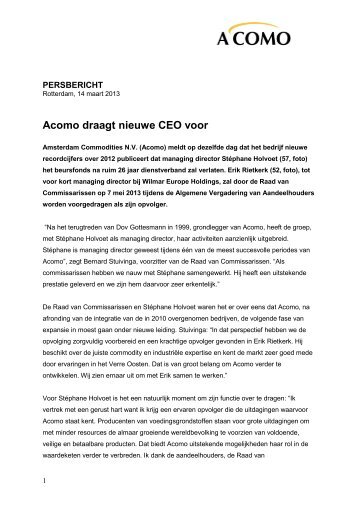 Acomo draagt nieuwe CEO voor (NL versie).pdf - PressPage