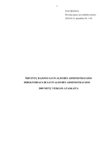 Å¡irvintÅ³ rajono savivaldybÄs administracijos direktoriaus ir ...