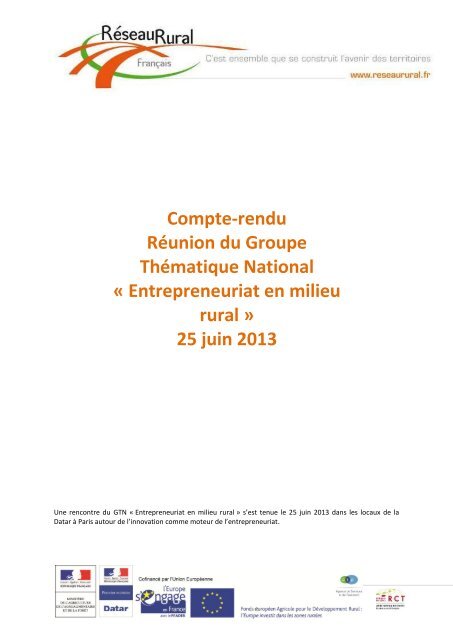 Compte-rendu - RÃ©seau Rural FranÃ§ais