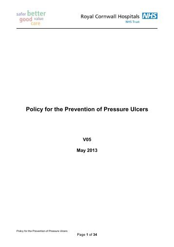 Pressure ulcer prevention policy - the Royal Cornwall Hospitals ...