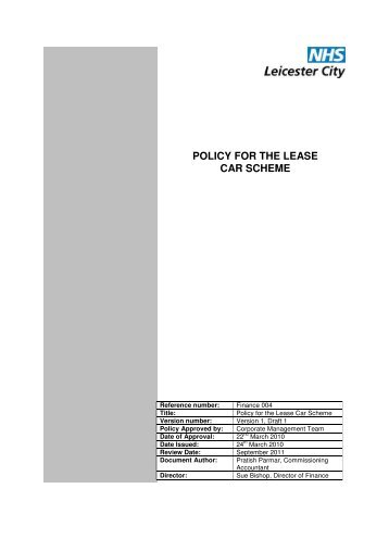 POLICY FOR THE LEASE CAR SCHEME - NHS
