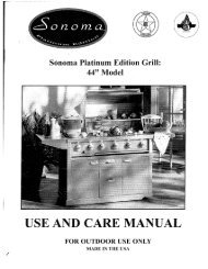Sonoma CGR44 Instruction Manual - Sure Heat Manufacturing