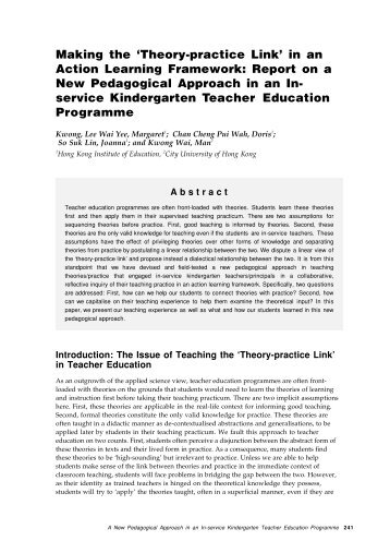 Making the 'Theory-practice Link' in an Action Learning Framework ...