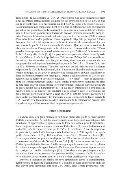 stratégies d'immunosuppression en transplantation rénale au début ...