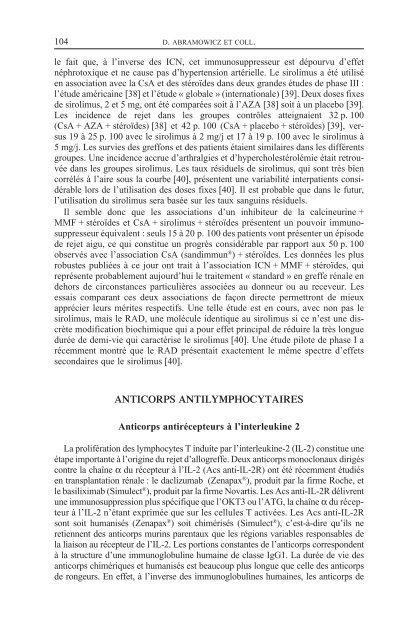 stratégies d'immunosuppression en transplantation rénale au début ...