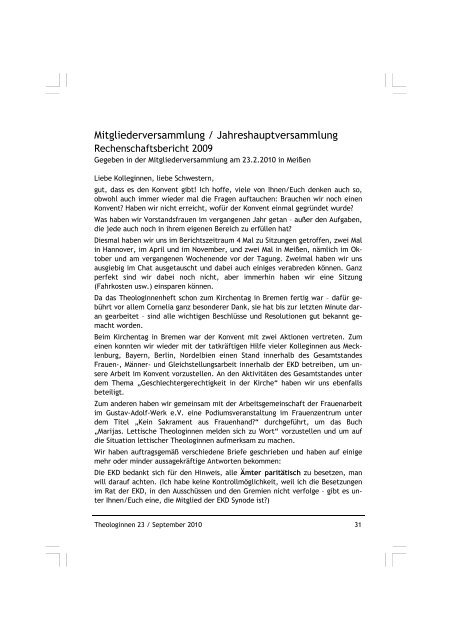 Theologinnen 23 - Konvent evangelischer Theologinnen