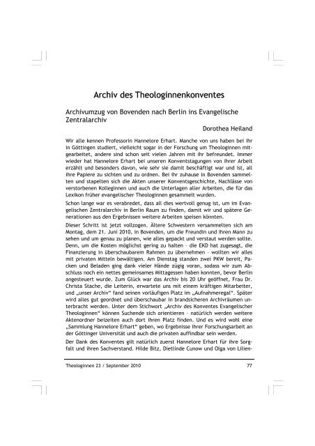 Theologinnen 23 - Konvent evangelischer Theologinnen