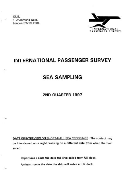 SEA SAMPLING - Economic and Social Data Service (ESDS)