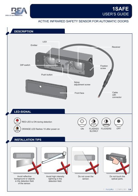 User Guide 1SAFE PDF | 350 Ko - BEA Pedestrian