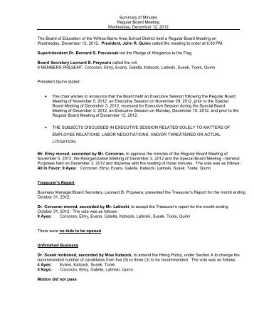 December 12 2012 Regular Board Meeting Minutes - Wilkes-Barre ...