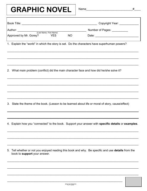 graphic novel book report template