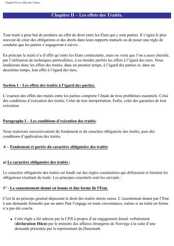 Chapitre II Les effets des Traites - UniversitÃ© Lille 2 Droit et SantÃ©