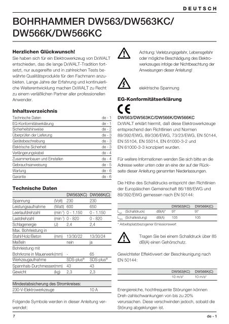 DW563 DW563KC DW566K DW566KC - Service - DeWalt