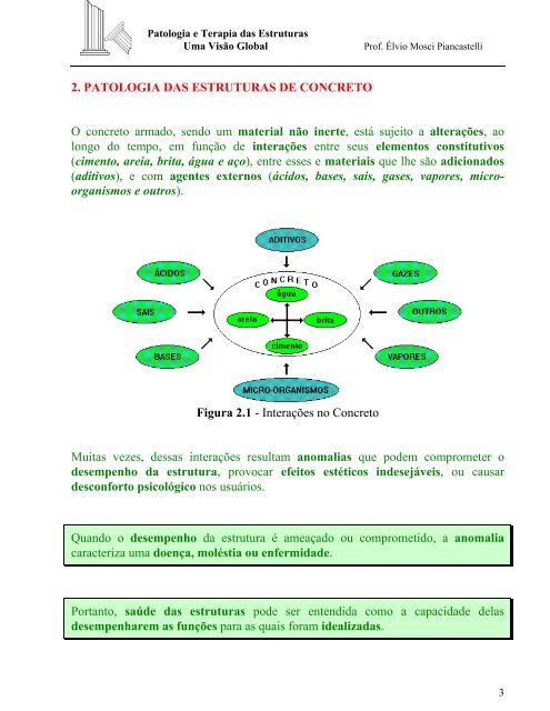 patologia e terapia das estruturas uma visÃ£o global - DEMC - UFMG