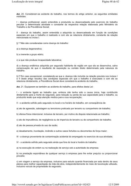 1 LEI Nº 8.213, DE 24 DE JULHO DE 1991 Página 1 de 62 ...