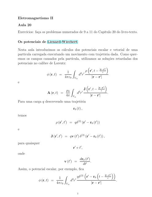 Eletromagnetismo II Aula 20 ExercÃ­cios: faÃ§a os problemas ... - IFSC