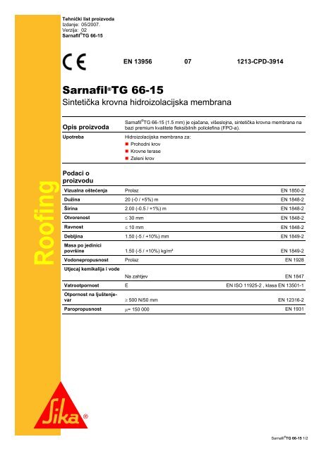 Sarnafil TG 66-15 - Sika Croatia