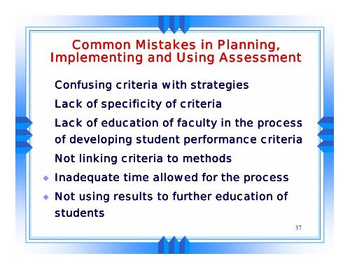 Foundations of Assessment and Evaluation * - Foundation Coalition