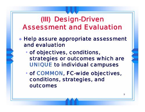 Foundations of Assessment and Evaluation * - Foundation Coalition