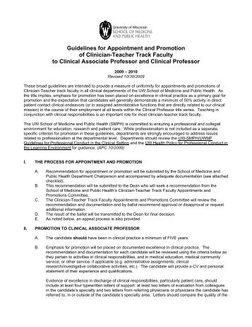 Guidelines for Appointment and Promotion of Clinician-Teacher ...