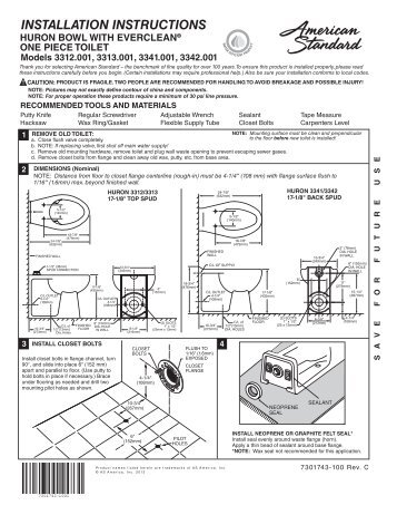 INSTALLATION INSTRUCTIONS - American Standard