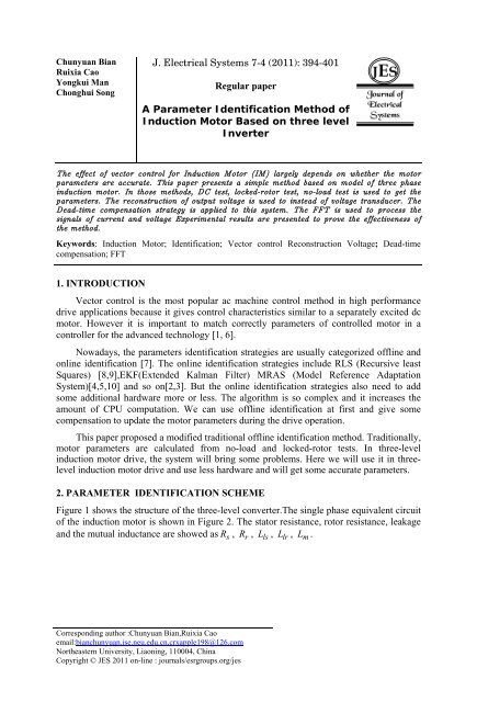 Regular paper A Parameter Identification Method of Induction Motor ...