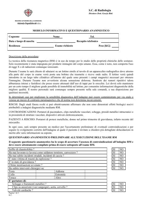 Scarica la modulistica per la risonanza magnetica al cuore con e ...