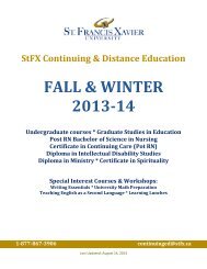 Fall / Winter 2013-2014 Calendar - St. Francis Xavier University