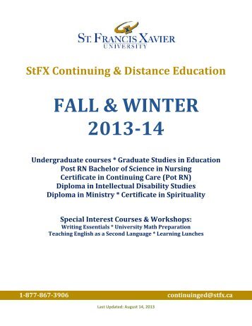 Fall / Winter 2013-2014 Calendar - St. Francis Xavier University