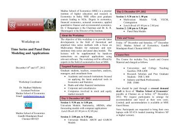 Workshop on Time Series and Panel Data Modeling and Applications