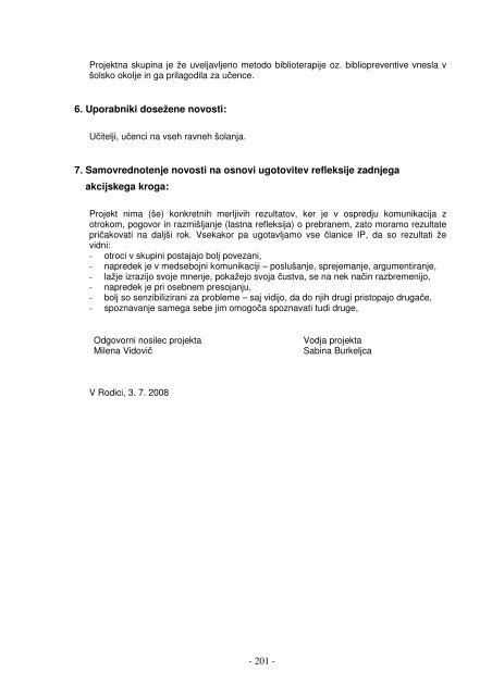 Zbirnik vmesnih poroÄil 2007/08 - Zavod RS za Å¡olstvo