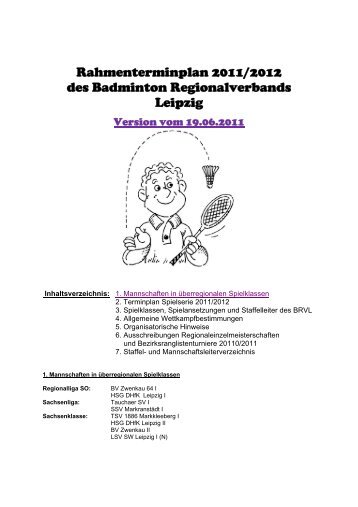 Rahmenterminplan 2011/2012 des Badminton Regionalverbands ...