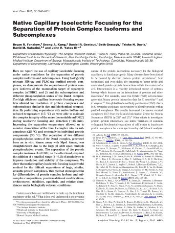Native Capillary Isoelectric Focusing for the Separation of Protein ...