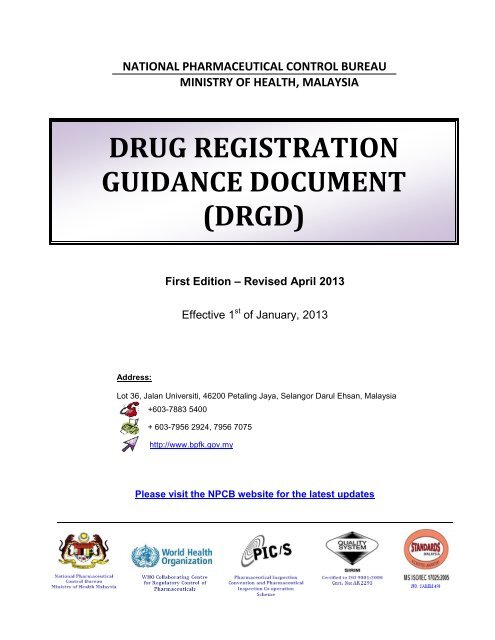 Drug Registration Guidance Document Drgd Bpfk