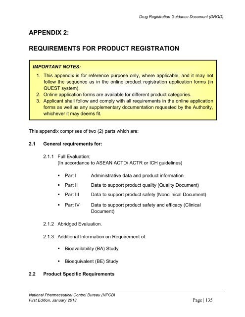 DRUG REGISTRATION GUIDANCE DOCUMENT (DRGD) - BPFK