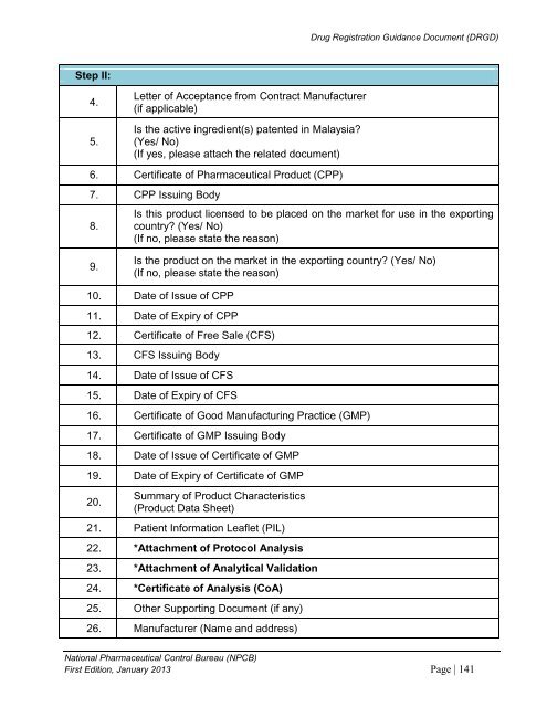 DRUG REGISTRATION GUIDANCE DOCUMENT (DRGD) - BPFK