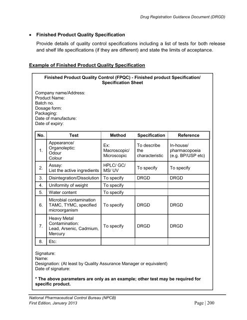 DRUG REGISTRATION GUIDANCE DOCUMENT (DRGD) - BPFK